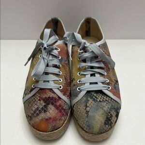 Sundance Red and Yellow Sneakers with Snakeskin Pattern